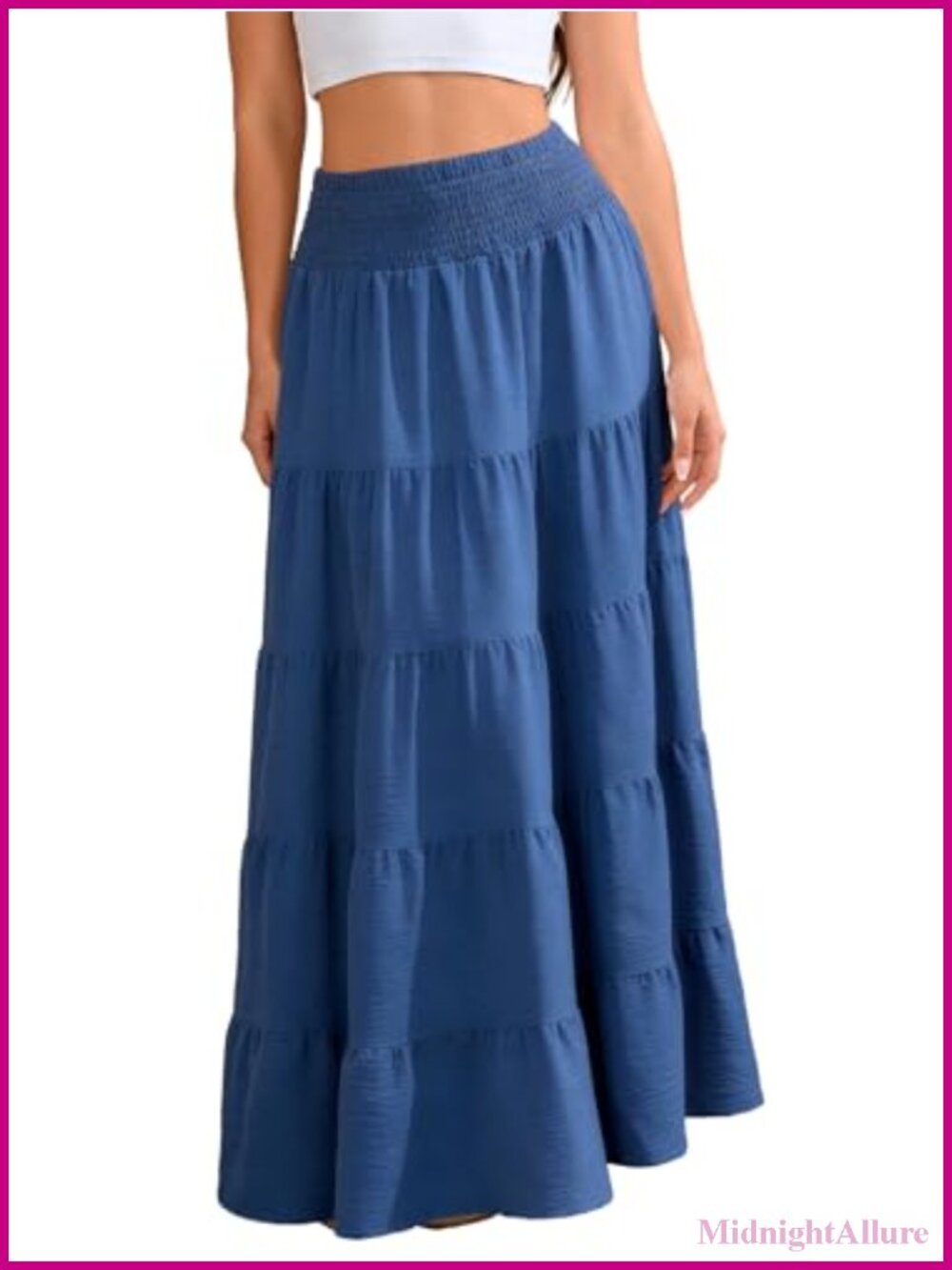Flowy A-Line Tiered Maxi Skirt with Pockets